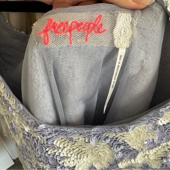 Free People Periwinkle Blue Sequin Sleeveless Mini Dress Size Small - Picture 5 of 7